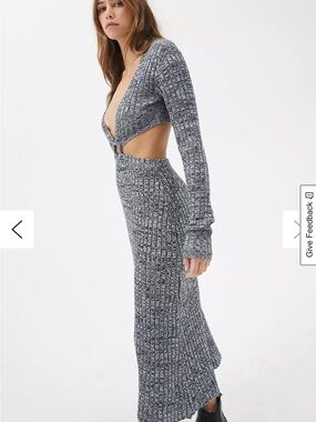 AFRM Cutout Ribbed Maxi Dress in Heather Charcoal